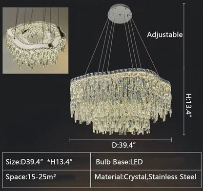 2023 New Modern Light Luxury Creative Set Crystal Chandelier Designer Style Irregular Round/Oval Light Fixture For Bedroom/Living Room/Dining Room