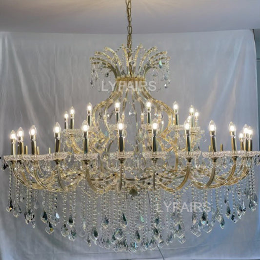 Traditional Classic Crystal Chandelier for Staircase/Foyer/Villa/High-ceiling Living Room