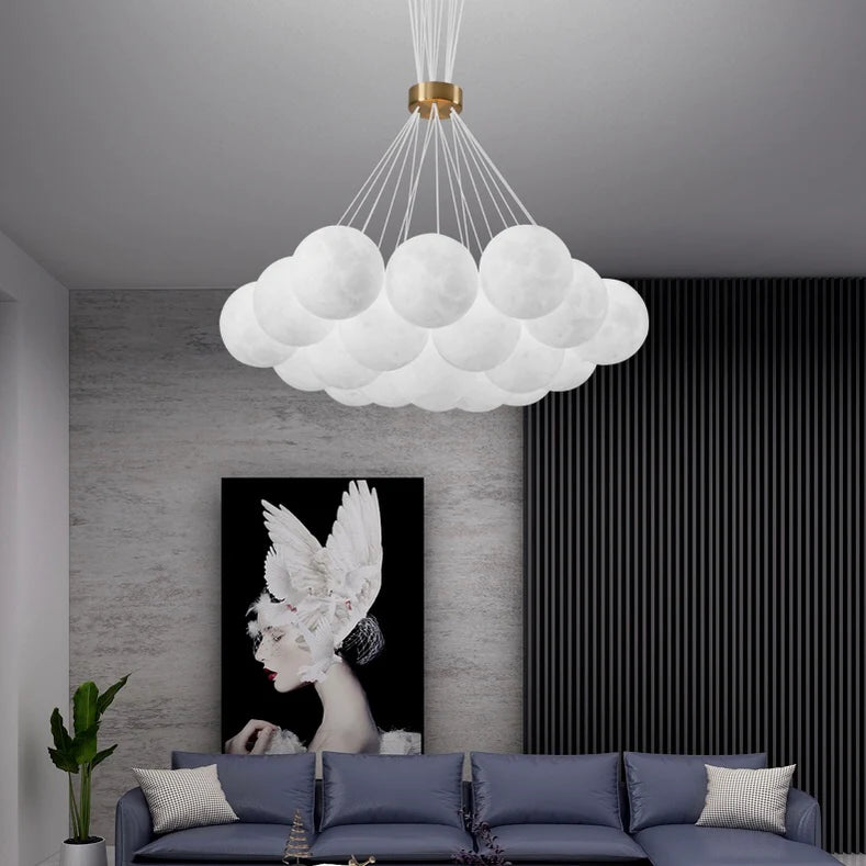 Bubble Moon Chandelier Bedroom Ceiling Light Modern Nordic Lamp