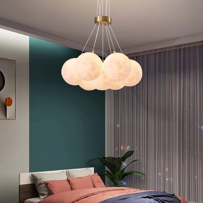 Bubble Moon Chandelier Bedroom Ceiling Light Modern Nordic Lamp