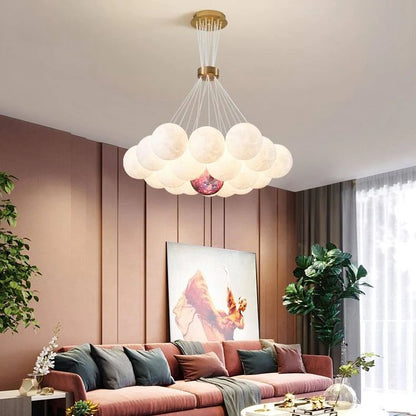 Bubble Moon Chandelier Bedroom Ceiling Light Modern Nordic Lamp