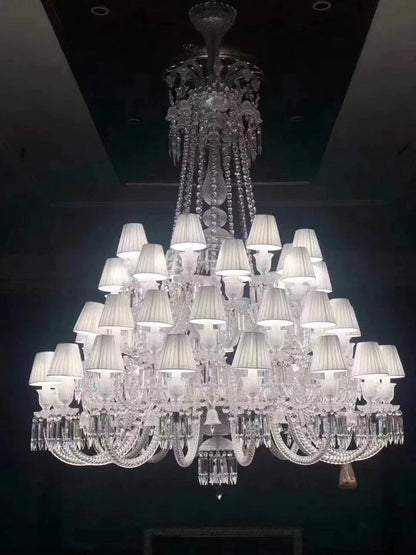 Large Light Luxury Classic Tiered Crystal Candle shaded Chandelier for High-ceiling Rooms/Living Room