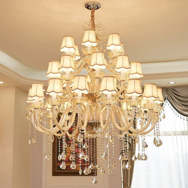 Extra Large Luxury Multi-Tiered Crystal Candle Chandelier for Living/Dining Room