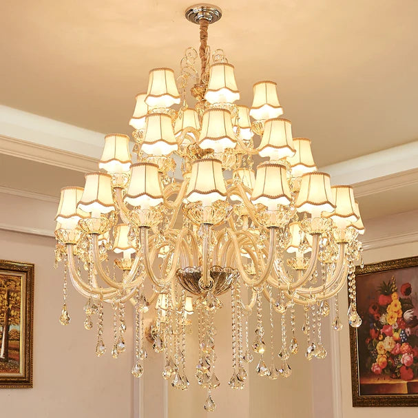 Extra Large Luxury Multi-Tiered Crystal Candle Chandelier for Living/Dining Room