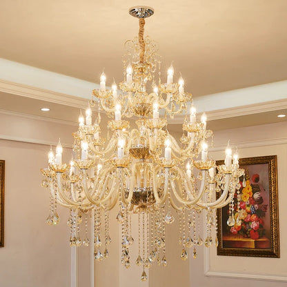 Extra Large Luxury Multi-Tiered Crystal Candle Chandelier for Living/Dining Room