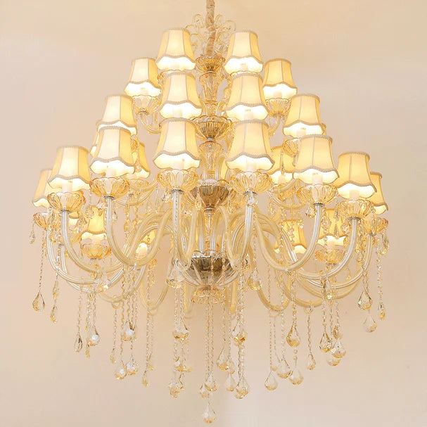 Extra Large Luxury Multi-Tiered Crystal Candle Chandelier for Living/Dining Room