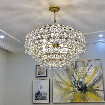 New Modern Tiers Raindrop Crystal Chandelier for Living/Dining Room/Bedroom/Cafe