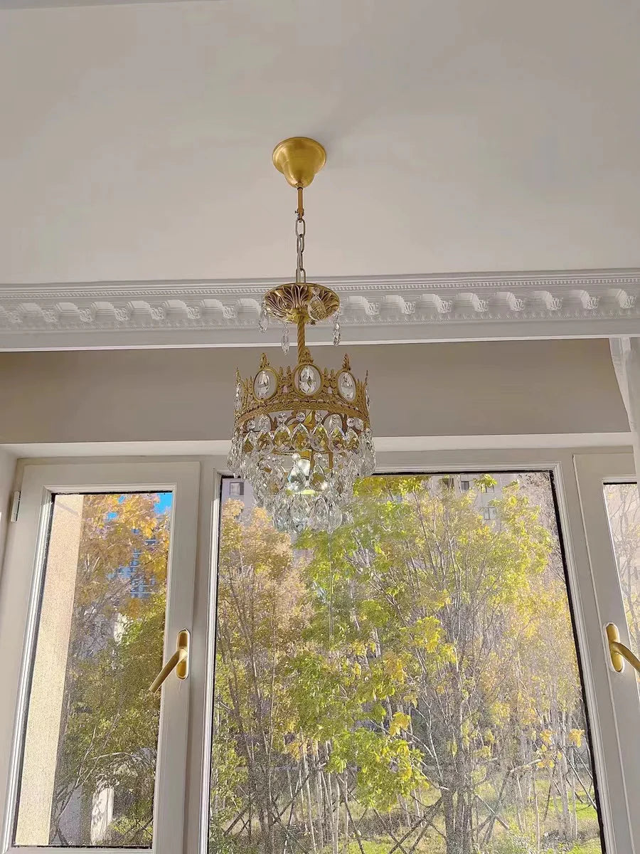 Designer Model Light Luxury Crown Crystal Pendant Chandelier for Bedside/Foyer/Dining Room