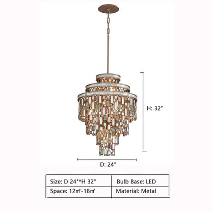 New Modern Tiers Raindrop Crystal Chandelier for Living/Dining Room/Bedroom/Cafe