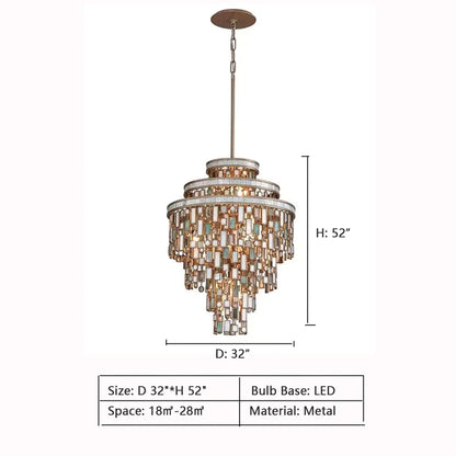 New Modern Tiers Raindrop Crystal Chandelier for Living/Dining Room/Bedroom/Cafe