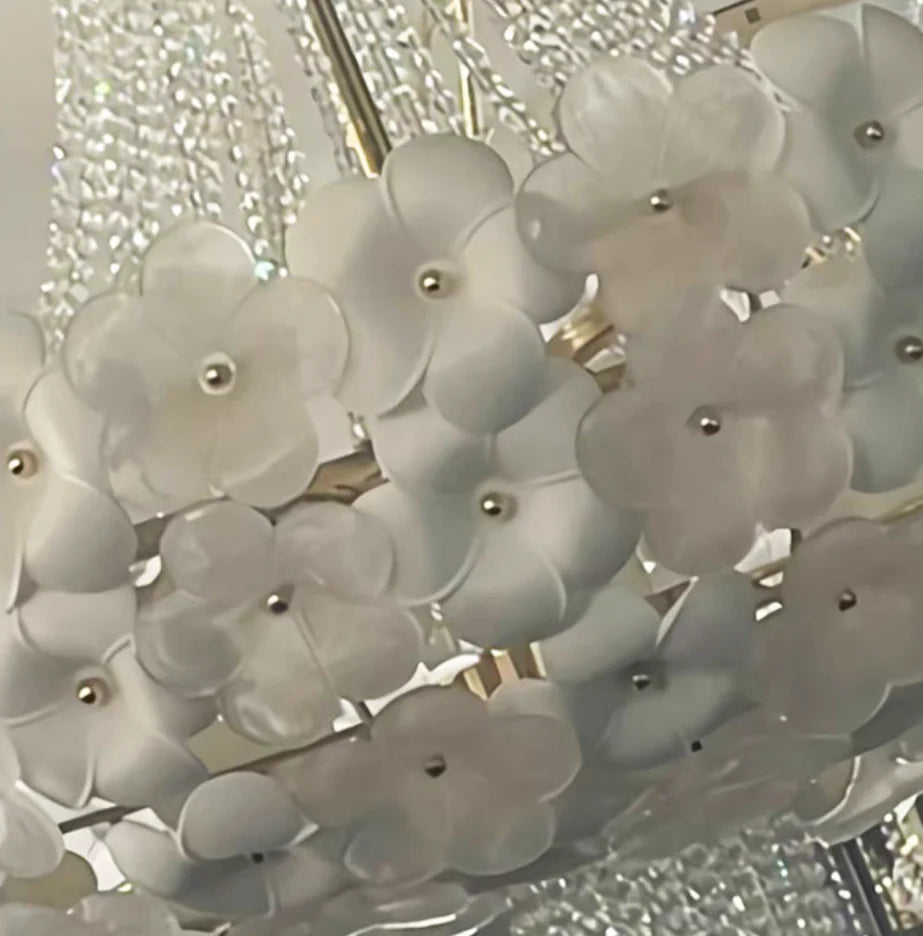 Modern Light Luxury Designer Style Flower Light Crystal Pendant Chandelier for Living Room/Bedroom/Big Entryway