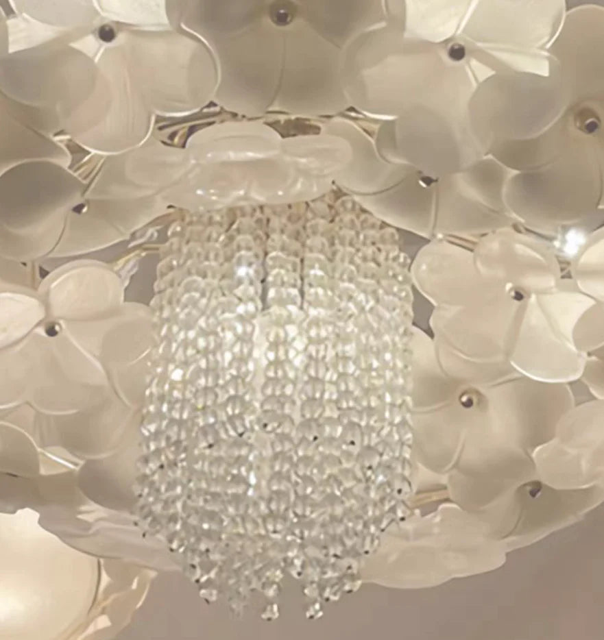 Modern Light Luxury Designer Style Flower Light Crystal Pendant Chandelier for Living Room/Bedroom/Big Entryway