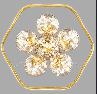 Modern Round Full Sky Star Light Transparent Glass Ball Chandelier for Living/Dining Room/Bedroom