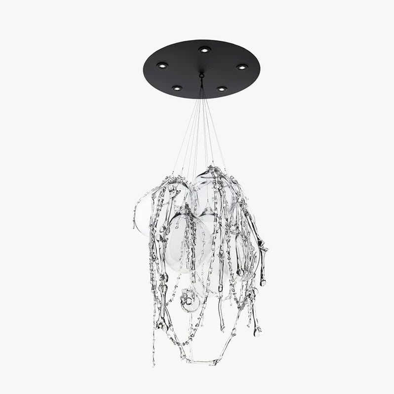 Modern Round Full Sky Star Light Transparent Glass Ball Chandelier for Living/Dining Room/Bedroom