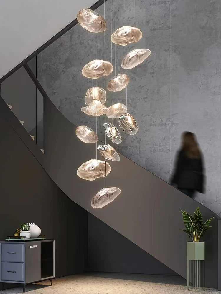 Extra Large Nordic Minimalist Glass Cloud Decorative Chandelier for Stairs/Living Room/Hign-celing Room