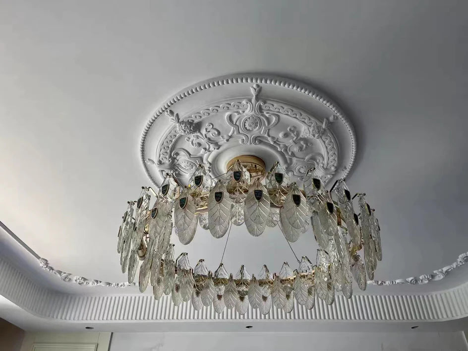 Modern Feather Crystal Pendant Abalone Shell Chandelier Suit for Living/Dining Room/Bedroom