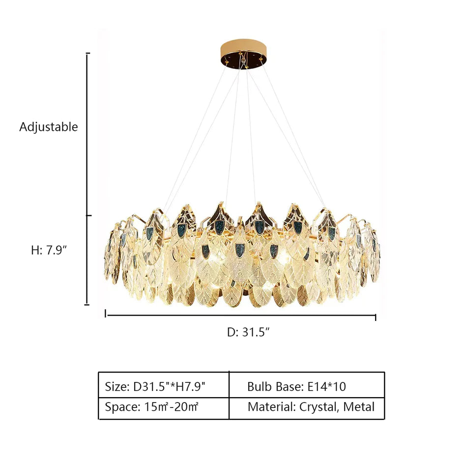 Modern Feather Crystal Pendant Abalone Shell Chandelier Suit for Living/Dining Room/Bedroom