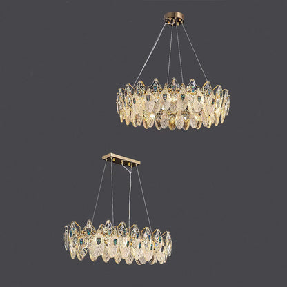 Modern Feather Crystal Pendant Abalone Shell Chandelier Suit for Living/Dining Room/Bedroom