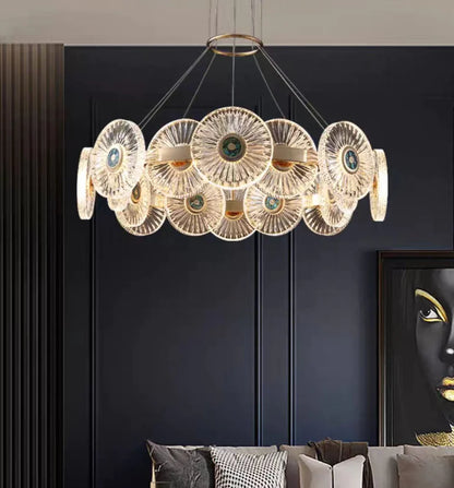 Modern Light Luxury Creative Round Acrylic Pendant Chandelier for Living/Dining Room/Bedroom