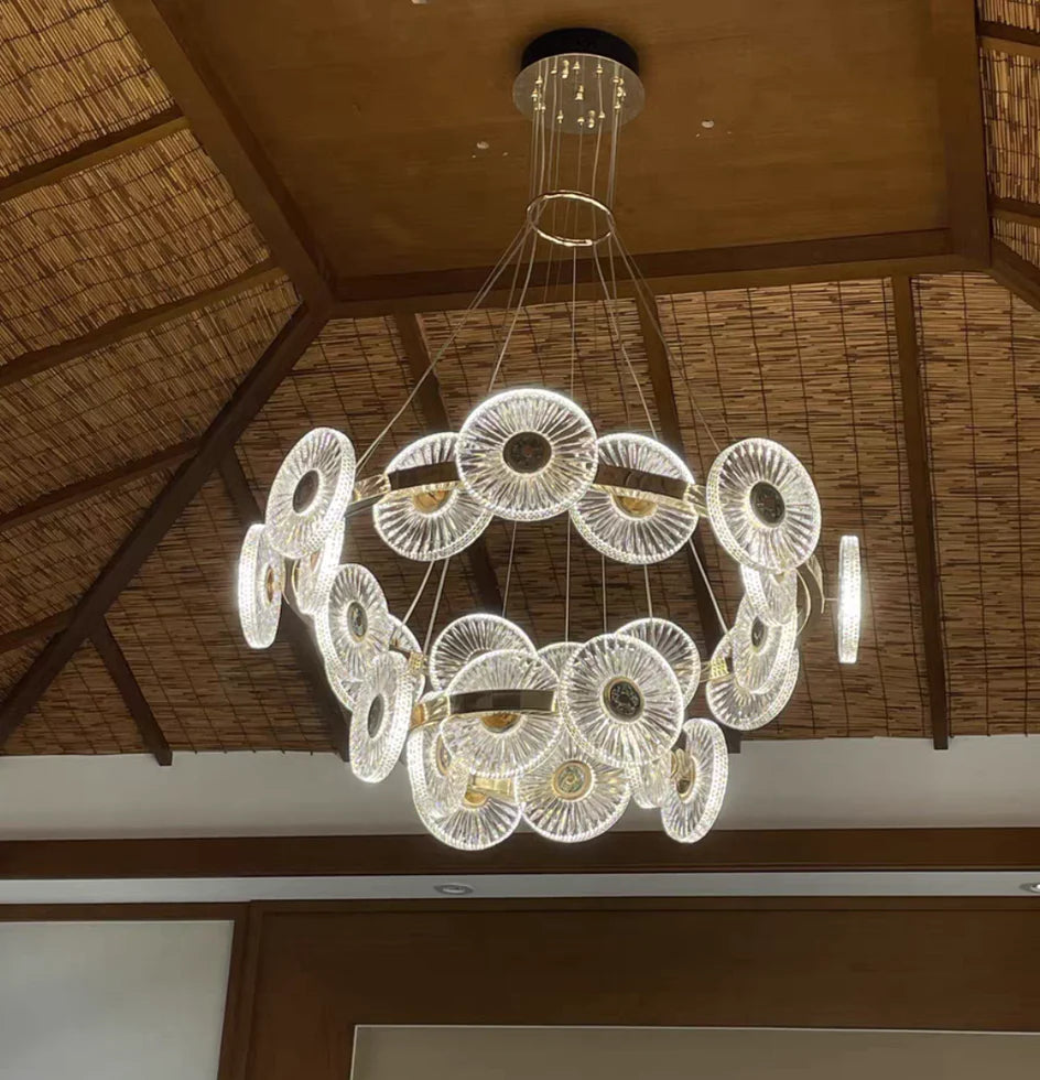 Modern Light Luxury Creative Round Acrylic Pendant Chandelier for Living/Dining Room/Bedroom