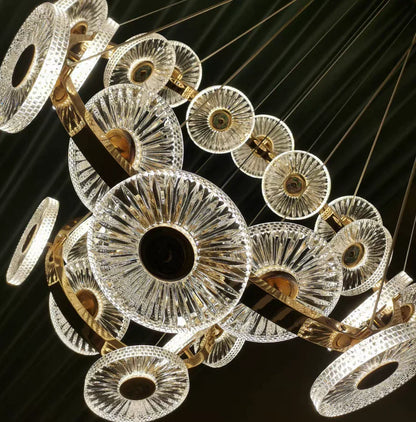 Modern Light Luxury Creative Round Acrylic Pendant Chandelier for Living/Dining Room/Bedroom