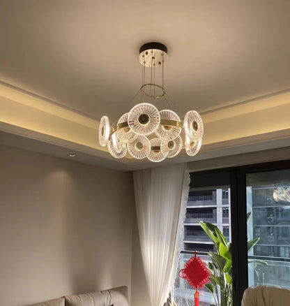 Modern Light Luxury Creative Round Acrylic Pendant Chandelier for Living/Dining Room/Bedroom