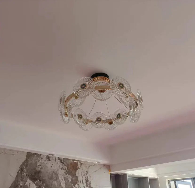 Modern Light Luxury Creative Round Acrylic Pendant Chandelier for Living/Dining Room/Bedroom