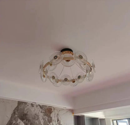 Modern Light Luxury Creative Round Acrylic Pendant Chandelier for Living/Dining Room/Bedroom