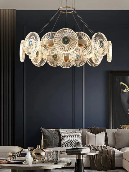 Modern Light Luxury Creative Round Acrylic Pendant Chandelier for Living/Dining Room/Bedroom