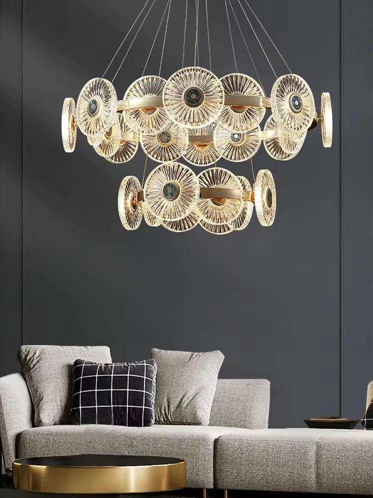 Modern Light Luxury Creative Round Acrylic Pendant Chandelier for Living/Dining Room/Bedroom