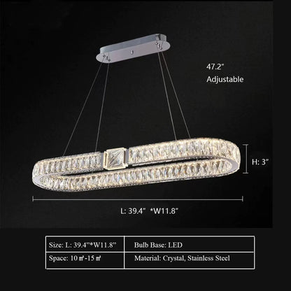 Modern Light Luxury Crystal Belt Ring Pendant Chandelier Suit for Living/Dining Room/ Bedroom