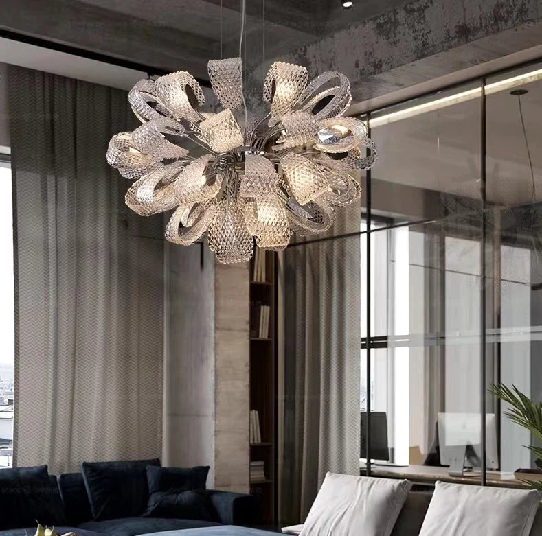 Post-Modern Art Glass Flower Bouquet Pendant Chandelier for Living/Dining Room/Bedroom