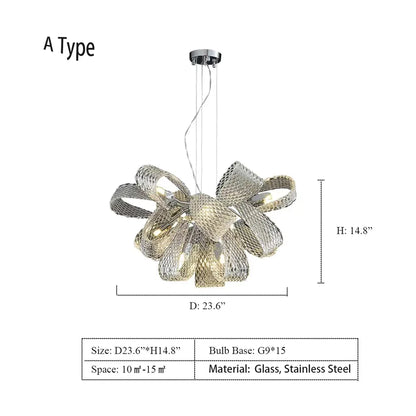 Post-Modern Art Glass Flower Bouquet Pendant Chandelier for Living/Dining Room/Bedroom