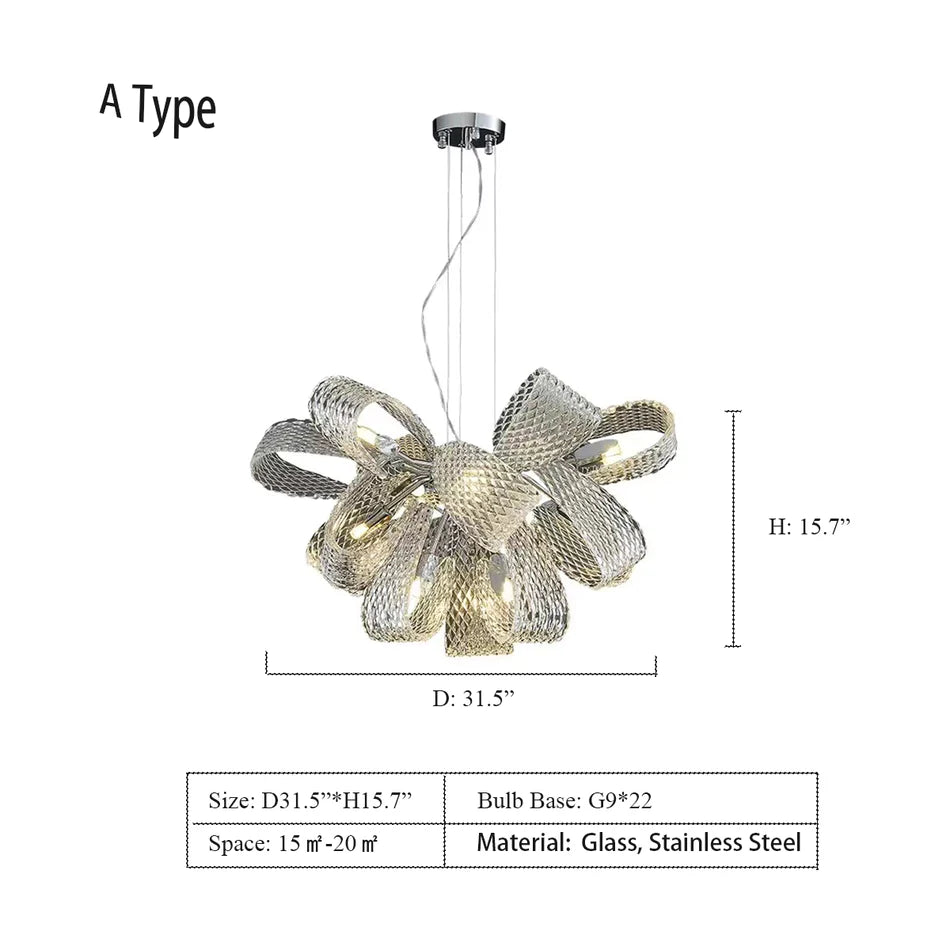 Post-Modern Art Glass Flower Bouquet Pendant Chandelier for Living/Dining Room/Bedroom