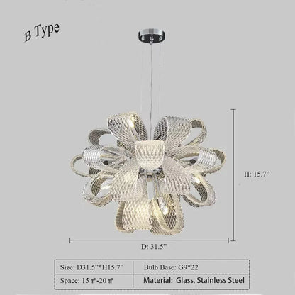 Post-Modern Art Glass Flower Bouquet Pendant Chandelier for Living/Dining Room/Bedroom