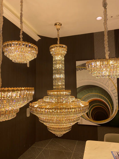 Luxury Multi-tiered Extra Large Conical Crystal Chandelier for High Ceiling Living Room/Foyer/Lobby