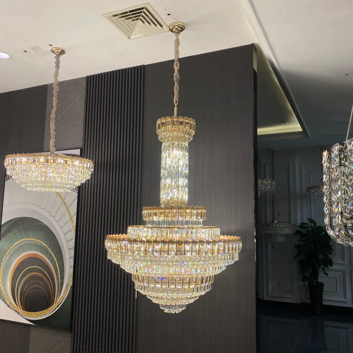 Luxury Multi-tiered Extra Large Conical Crystal Chandelier for High Ceiling Living Room/Foyer/Lobby