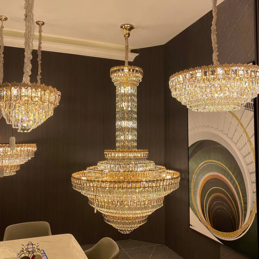 Luxury Multi-tiered Extra Large Crystal Chandelier For High Ceiling Living Room/Foyer/Lobby