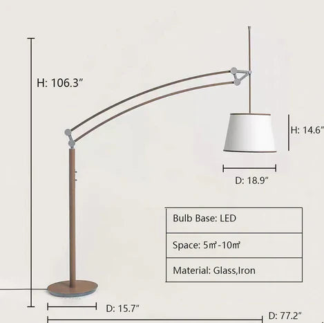 Designer Recommended Modern Glass Vertical Floor Lamp Adjustable Lamp for Bedroom/Living Room