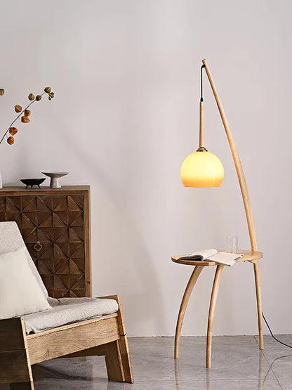 Vintage Style With Table Coffee Table Light Placement Solid Wood Floor Lamp for Living Room/Bedroom/Study