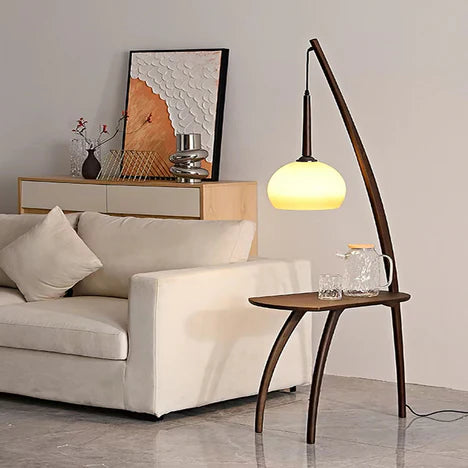 Vintage Style With Table Coffee Table Light Placement Solid Wood Floor Lamp for Living Room/Bedroom/Study