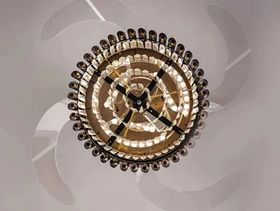 Light Luxury Invisible Fan Light Crystal Ceiling Chandelier for Living/Dining Room/Bedroom