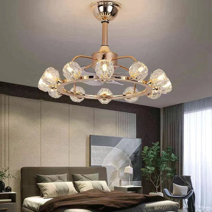 Modern Multi-Head Wreath Invisible Fan Blade Chandelier for Living/Dining Room