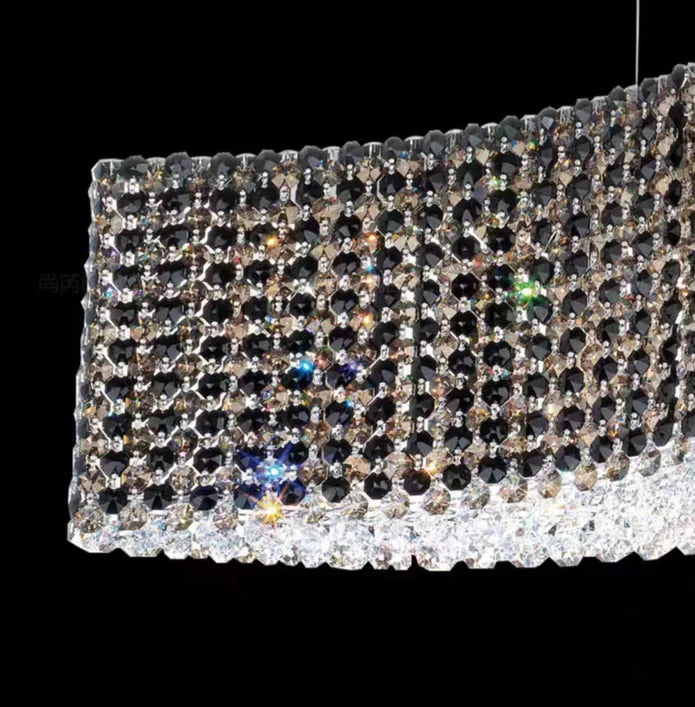 Oversized S-shaped Luxury Crystal Beads Pendant Chandelier for Dining Room/Kitchen Island/Living Room