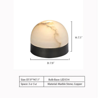 Designer Model Simple Hemispherical Natural Marble Decorative Table Lamp for Bedside Table/Study Desk