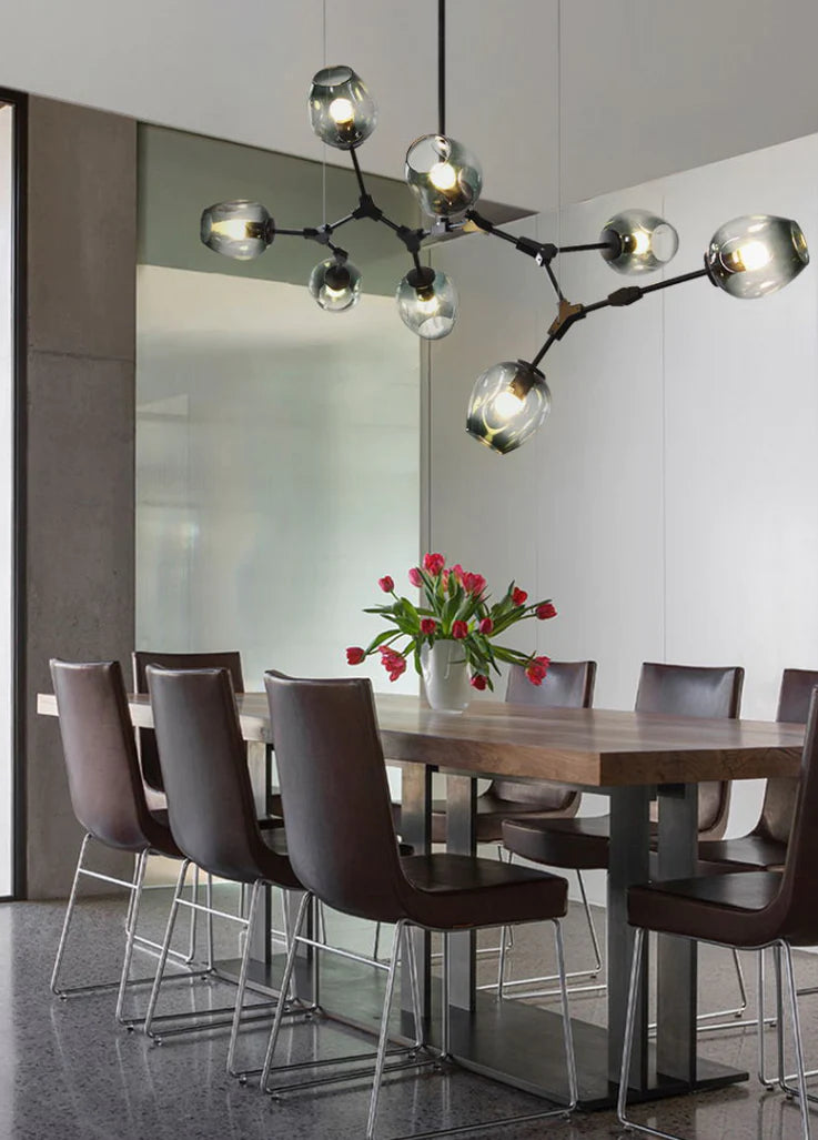 Extra Large Industrial Fashion Branch Multiple Glass Pendant Chandelier for Living/Dining Room