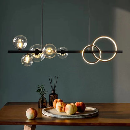 Oversized Nordic Black Iron Glass Bubble Collection Chandelier Suit for Living/Dining Room