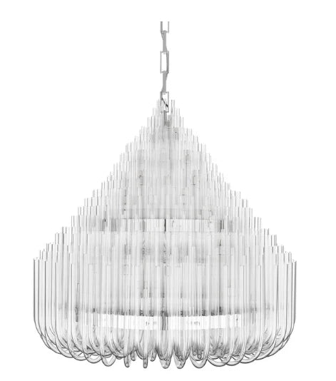 Extra Large Modern Tiers Clear Glass Tubes Chandelier for Living Room/Hotel Lobby