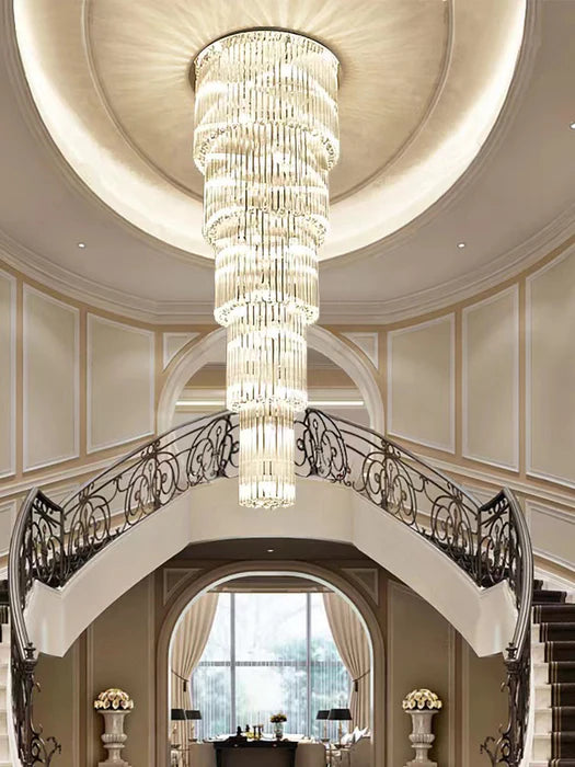 Oversized Multi-layer Crystal Ceiling Chandelier for Duplex Luxury Villa/High-Ceiling Space