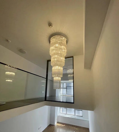 Oversized Multi-layer Crystal Ceiling Chandelier for Duplex Luxury Villa/High-Ceiling Space